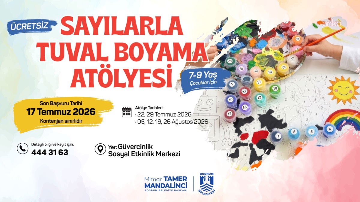 Bodrum Belediyesi, 7-9 yaş arası çocuklara yönelik ücretsiz Sayılarla Tuval Boyama Atölyesi düzenliyor