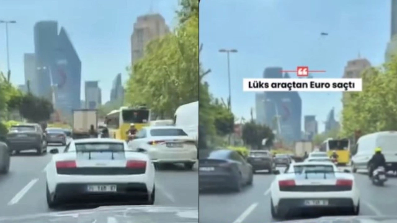 İstanbul'da lüks aracından dışarı eurolar saçtı