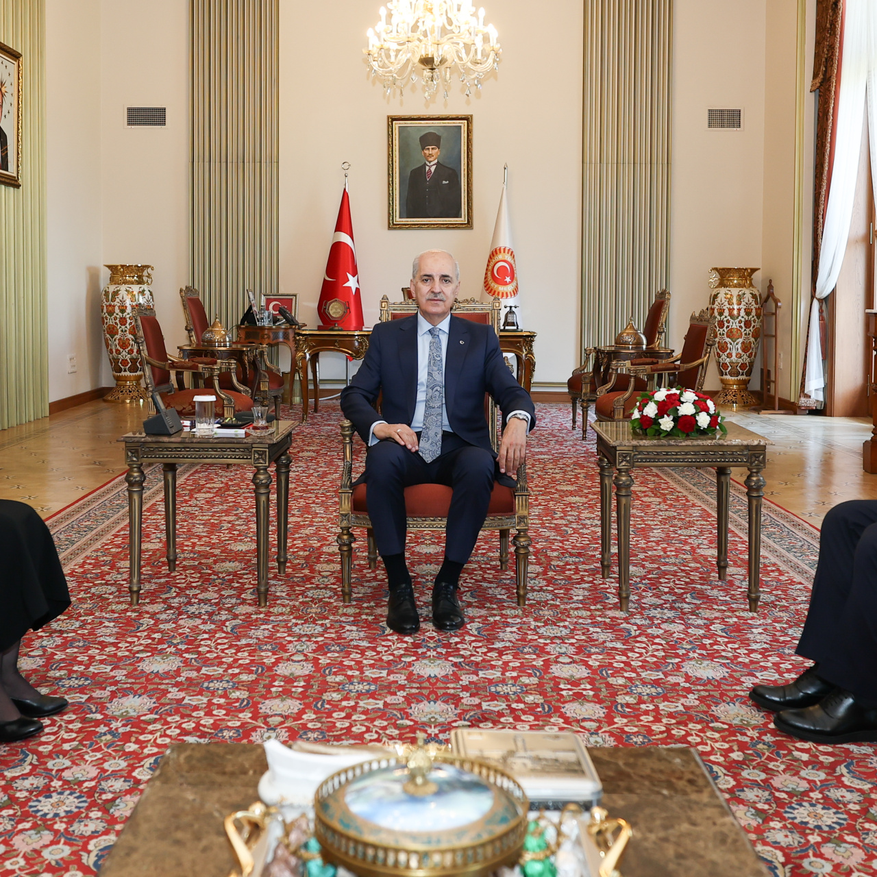 TBMM Başkanı Numan Kurtulmuş, DEM Parti İmralı heyeti üyeleri TBMM Başkanvekili ve Van Milletvekili