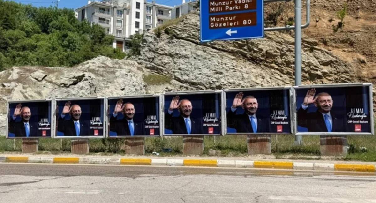 Tunceli'deki Kılıçdaroğlu afişlerini iş insanı astırmış