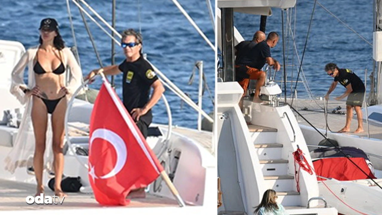 Vakko Holding Yönetim Kurulu Başkanı Cem Hakko sevgilisi Nazlı Kayaaslan, yelkenli tekneyle Bodrum koylarına açıldı